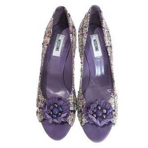 Moschino Purple Tweed Heels